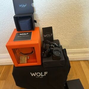 WOLF Orange and Black Watch Winder Set